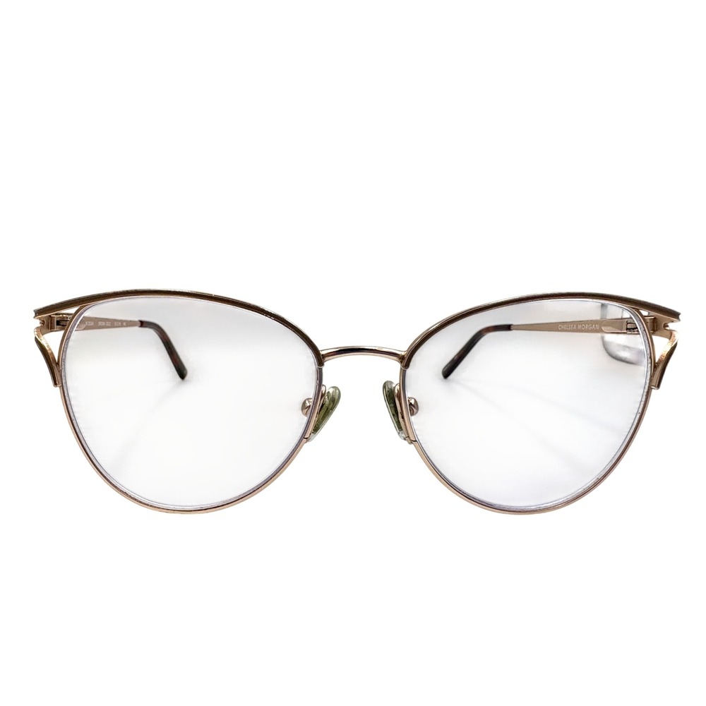 Chelsea Morgan Cat Eye Eyeglasses 20244 Gold Frame Designer Glasses Eyewear Chic